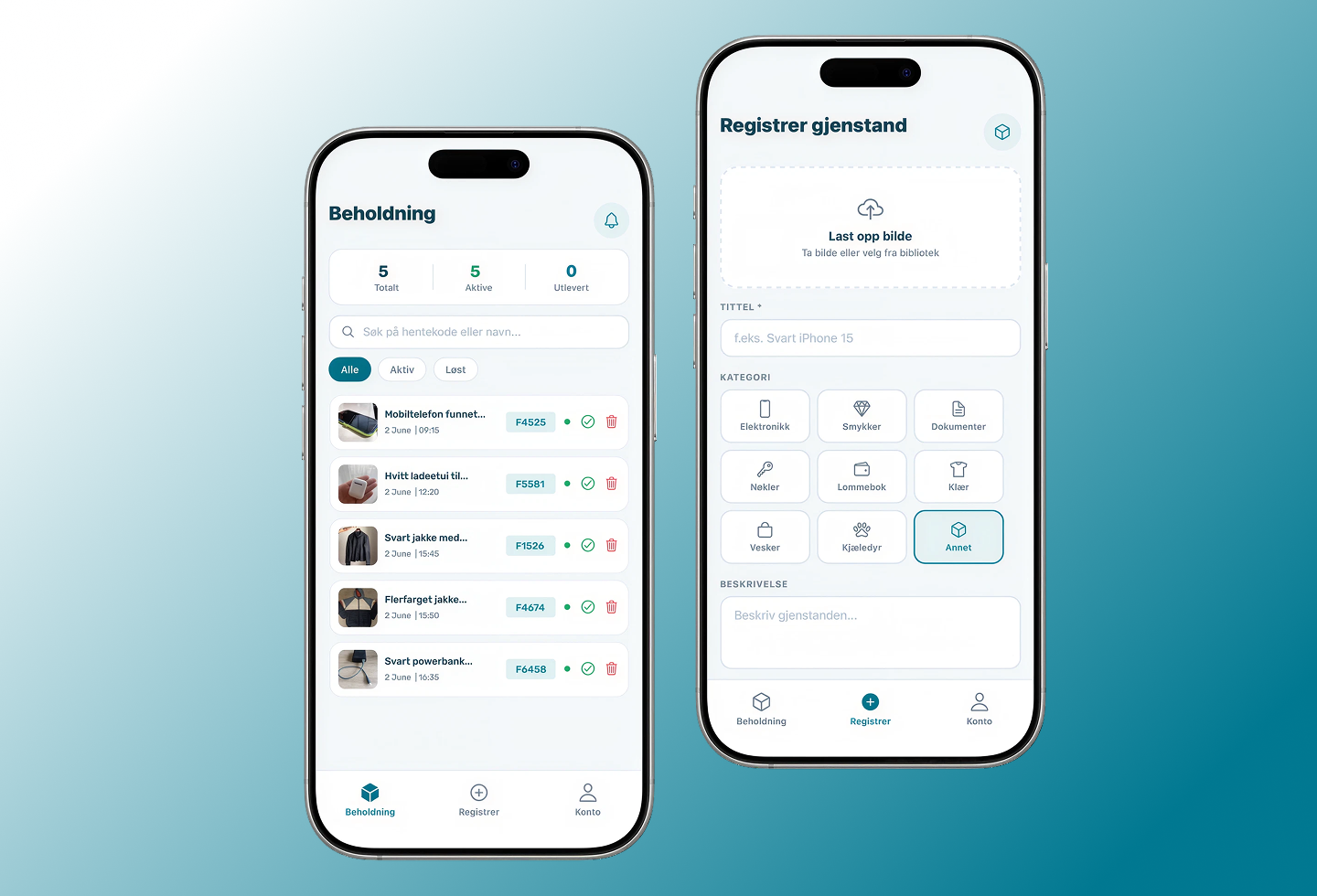 Venue mobile registration — photograph where the item lies, AI fills the rest